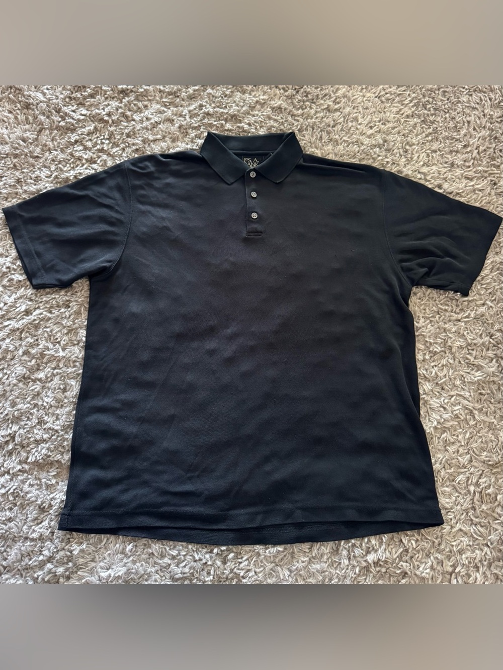 100% SILK JOS A BANK MEDIUM ✨ short sleeve solid black polo top *has pulls*